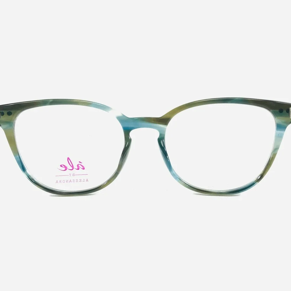Ale by Alessandra Eyeglasses Frames 617-3 Clear Blue Green Round 51-18-135